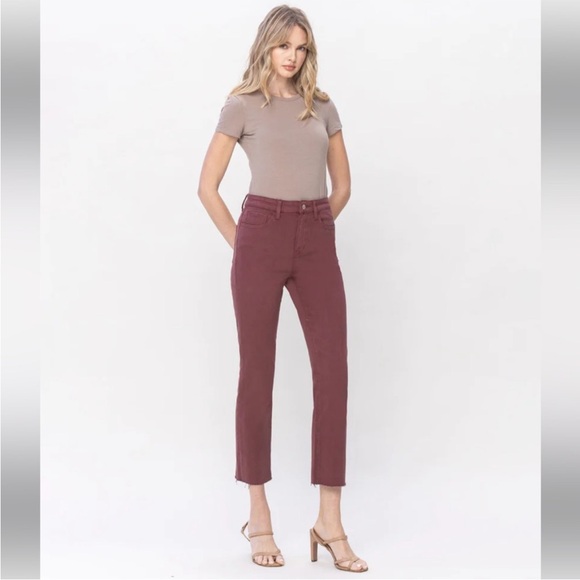 Vervet Jeans HR Ankle Raw Hem /‎ Maroon / SZ 30 - Picture 1 of 13